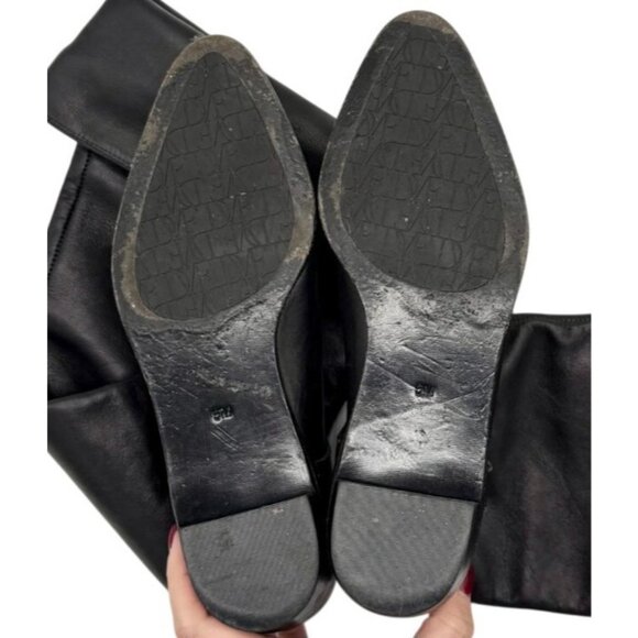 Diane Von Furstenberg Vintage Black Leather Over-the-Knee Boots Riding Style - 5 - Picture 7 of 9